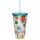 Verre PVC Double Paroi 500ml avec Paille & Couvercle Space Cadet - Fusée de l'Espace