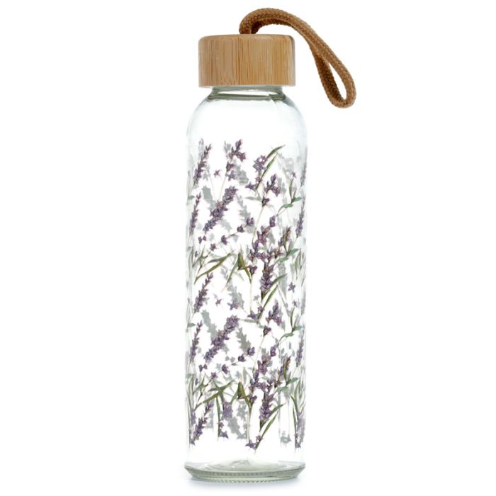Bouteille en Verre (Gourde) 500ml avec Bouchon Bambou Lavender Fields Pick of the Bunch - Fleurs Lavande