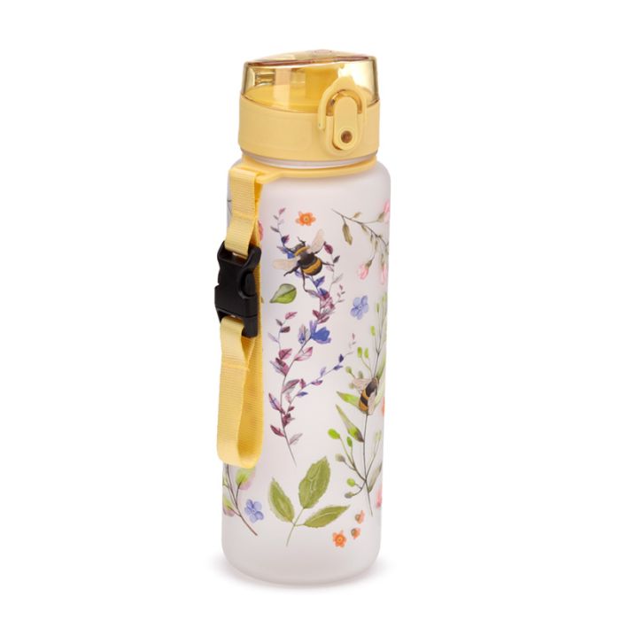 Bouteille (Gourde) 600ml en Plastique Renforcé avec Couvercle à Bouton-poussoir - The Nectar Meadows - Abeille et Fleurs