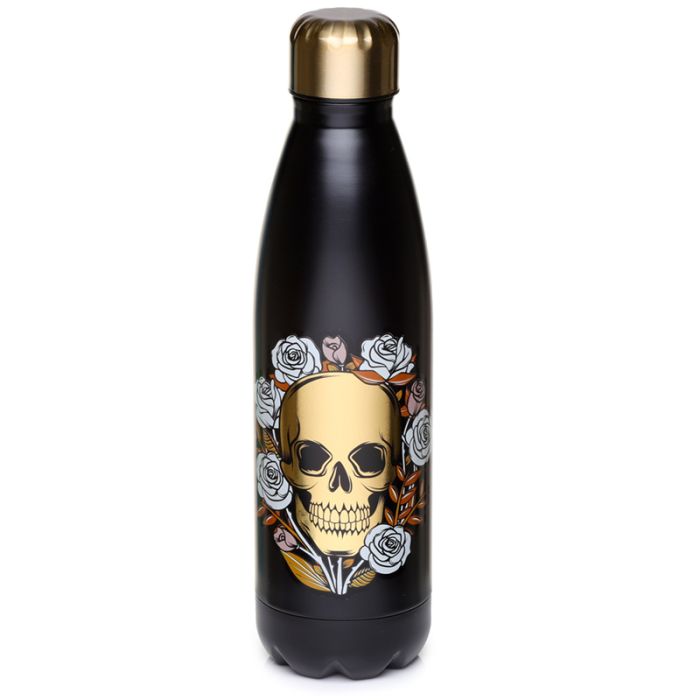 Bouteille Isolée (Gourde) 500ml en Acier Inoxydable pour Boissons Chaudes ou Froides Skulls and Roses - Crâne