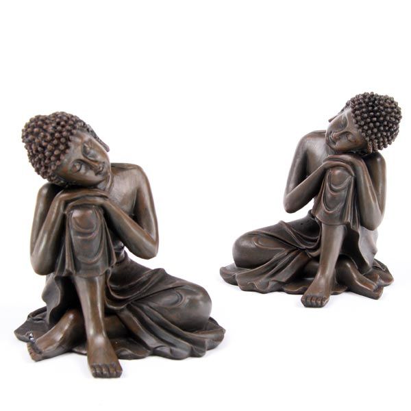 Bouddha Thai Effet Bois, Tête sur genou