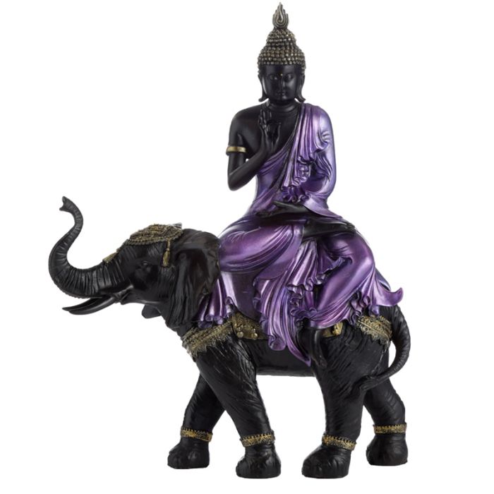 Large Figurine Bouddha Thailandais sur Dos d'Elephant