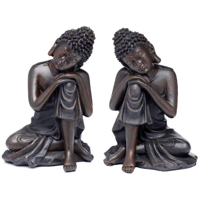 Figurine Effet Bois Brossé Peace of the East - Petit Bouddha