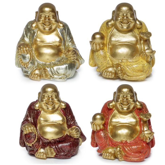 Figurine Mini Bouddha Chinois Porte-bonheur Pailleté 6cm