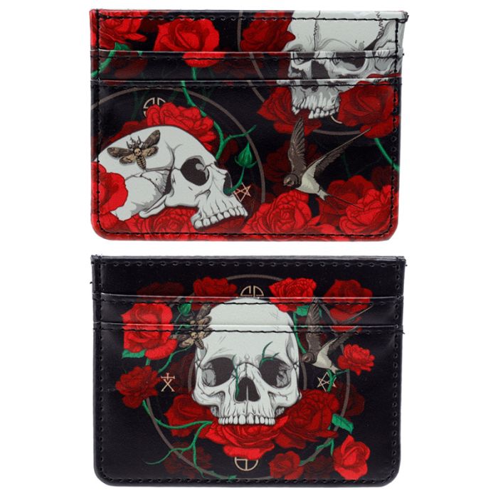Porte-cartes Etui de Protection RFID pour Cartes Bancaires Skulls & Roses - Crâne