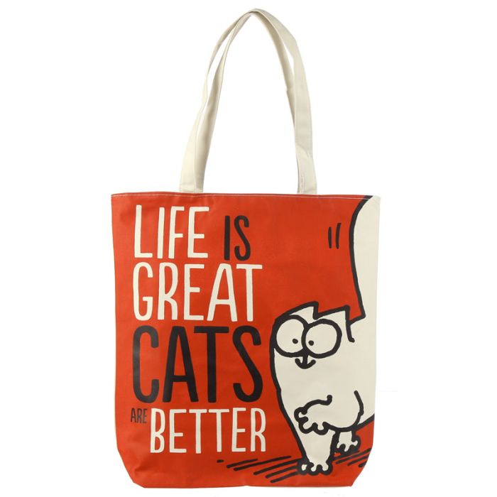 Sac en Coton avec Doublure & Fermeture Eclair Simon's Cat - Cats are Better - Chat