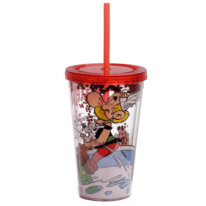 Verre PVC Double Paroi 500ml avec Paille & Couvercle Astérix