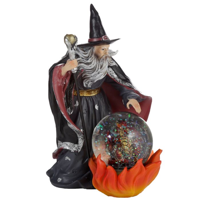 Figurine Esprit du Sorcier avec Boule à Neige ou à Eau - Dragon du Feu