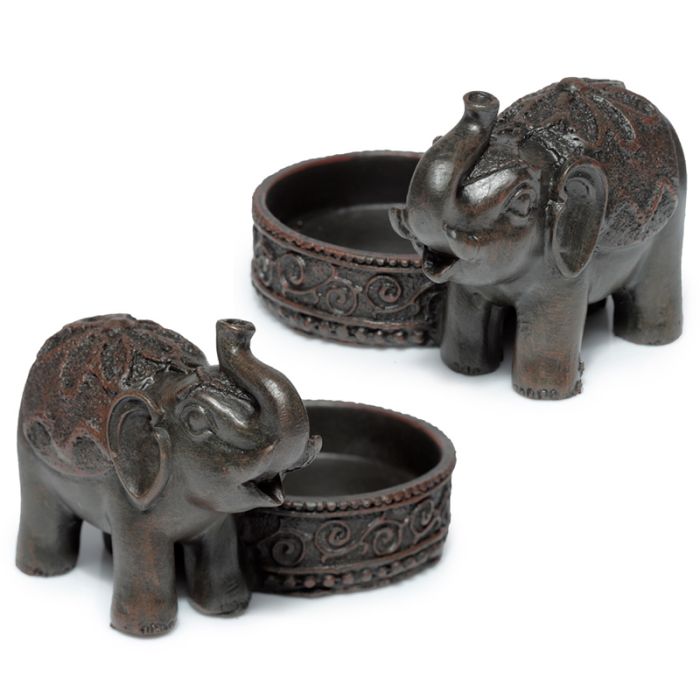 Porte-bougie Peace of the East - Elephant Effet Bois