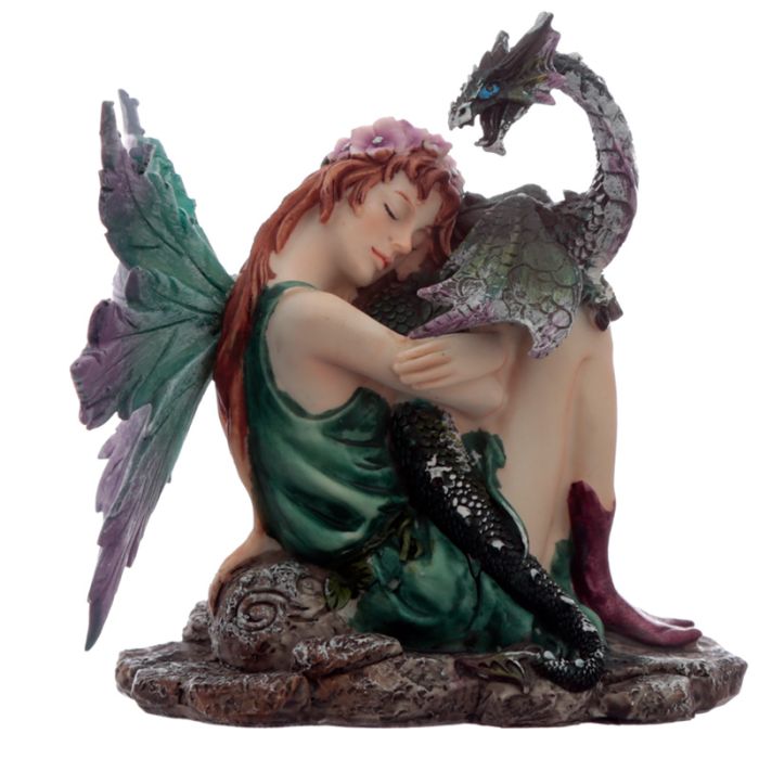 Figurine Fée - Fleur d'Emeraude avec Dragon