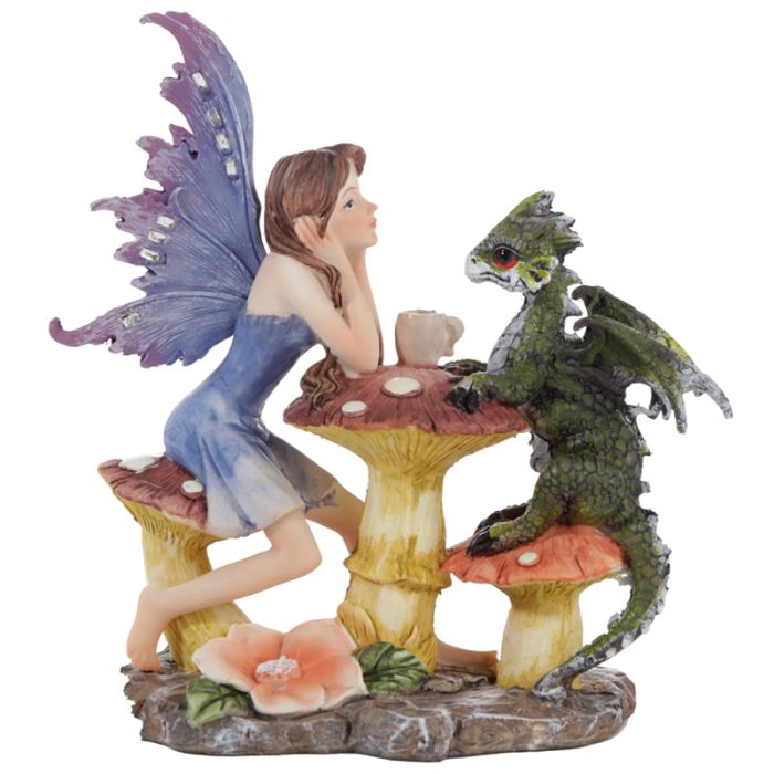 Figurine Fée de la Forêt - Dragon Prenant le Thé