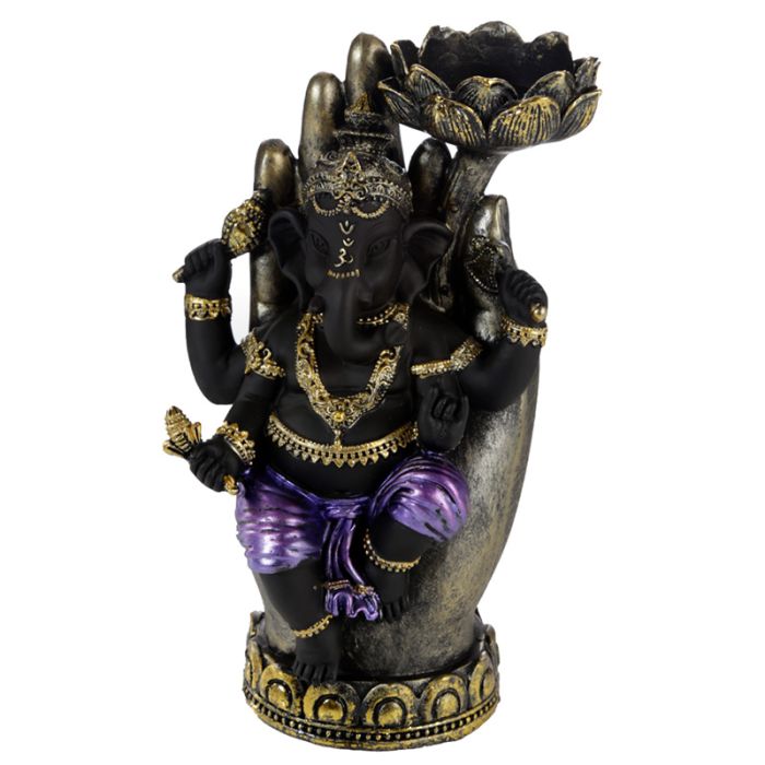 Figurine Porte-bougie Ganesh - Main & Lotus