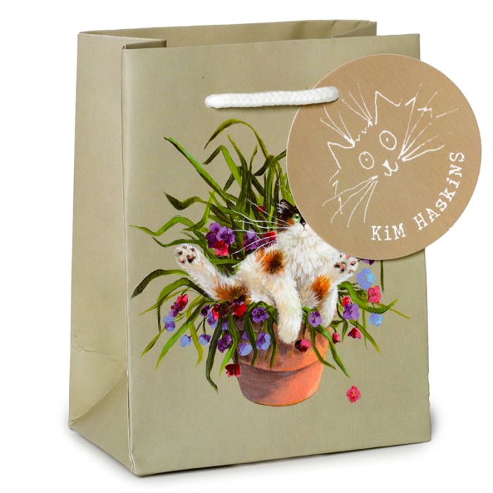 Sac Cadeau Kim Haskins - Chat dans Pot de Fleurs (Petit)