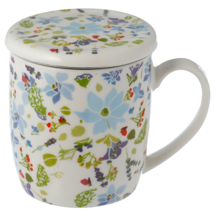 Mug Porcelaine Emporter avec Infuseur et Couvercle Julie Dodsworth - Fleurs & Plantes