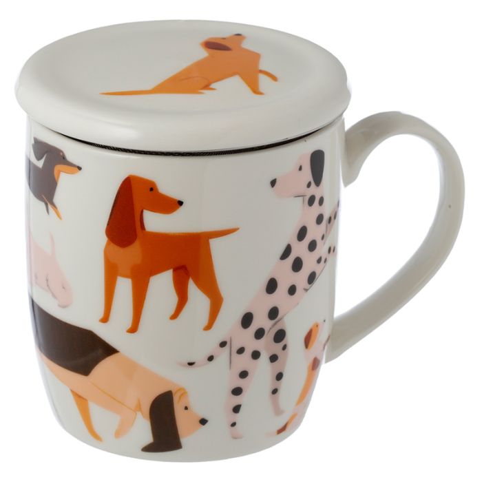 Mug Porcelaine avec Infuseur et Couvercle Barks - Chiens