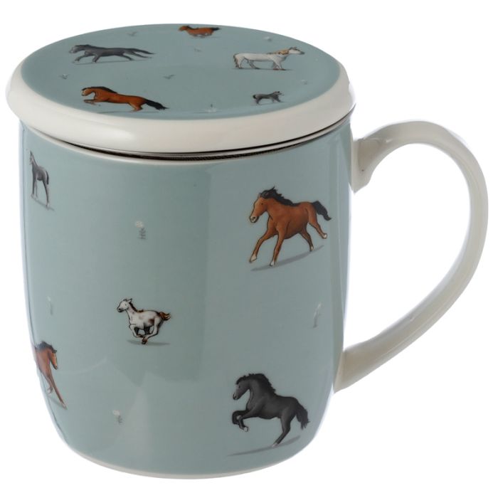 Mug Porcelaine avec Infuseur et Couvercle Down on the Farm - Cheval de la Ferme