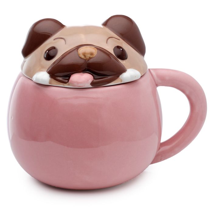 Mug avec Couvercle Mopps - Chien Carlin