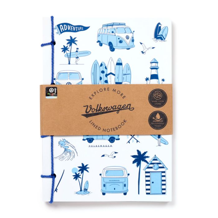 Bloc-notes A5 en papier de pierre - Volkswagen Van Bus Combi VW T1 Explore More Beach Life