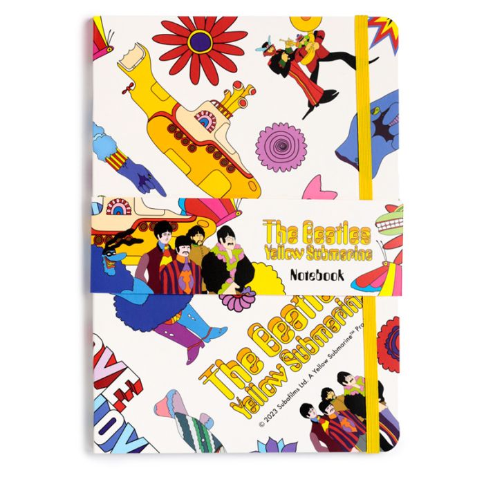 Bloc-notes A5 en papier recyclé - The Beatles Yellow Submarine Fond Blanc
