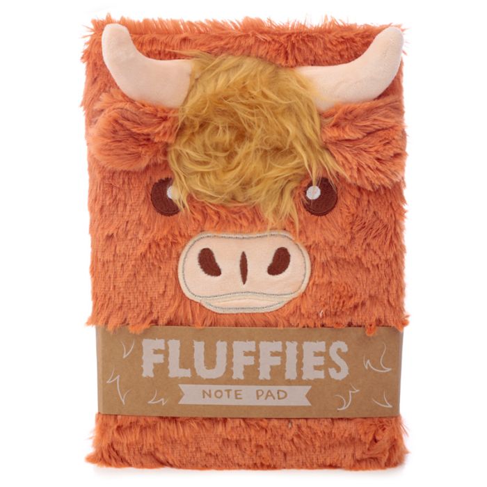 Grand Bloc-note Peluché Fluffies Highland Coo Cow - Vache Animal de la Ferme