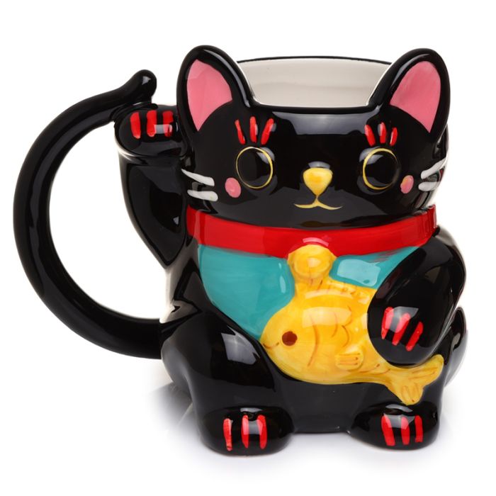 Mug en Forme de Chat Noir Maneki Neko - Chat Porte-bonheur