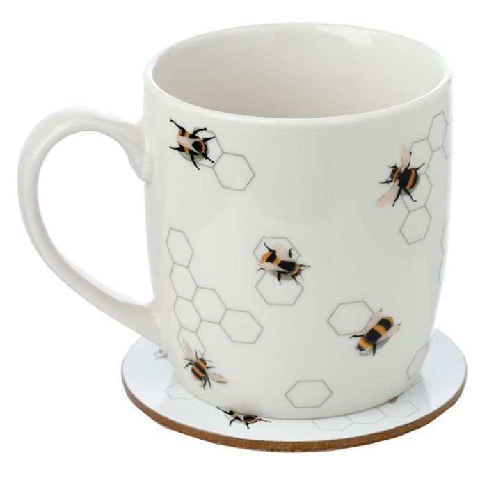 Ensemble Mug Porcelaine & Dessous de Verre The Nectar Meadows - Abeille