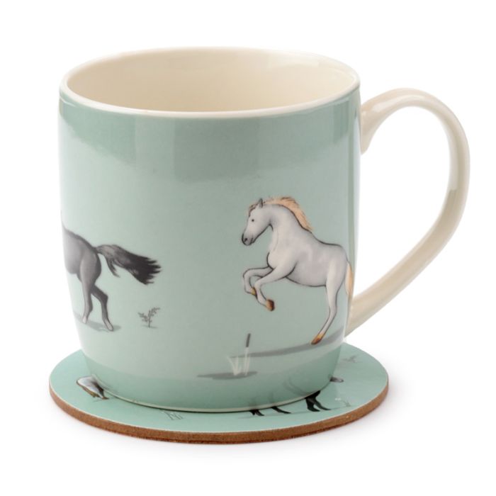 Ensemble Mug Porcelaine & Dessous de Verre Willow Farm - Cheval
