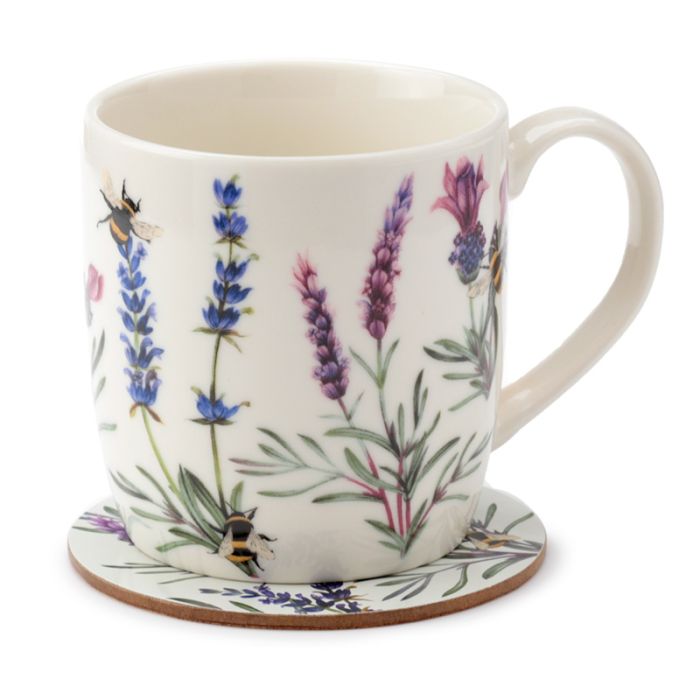 Ensemble Mug Porcelaine & Dessous de Verre The Nectar Meadows - Abeille et Fleurs