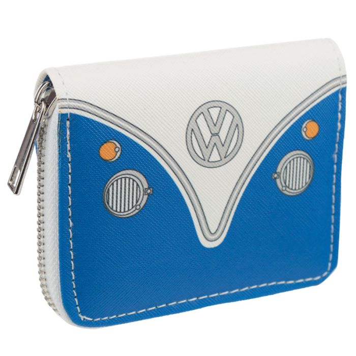 Petit Porte-monnaie à Fermeture Éclair Volkswagen - Van Bus Combi VW T1 Bleu