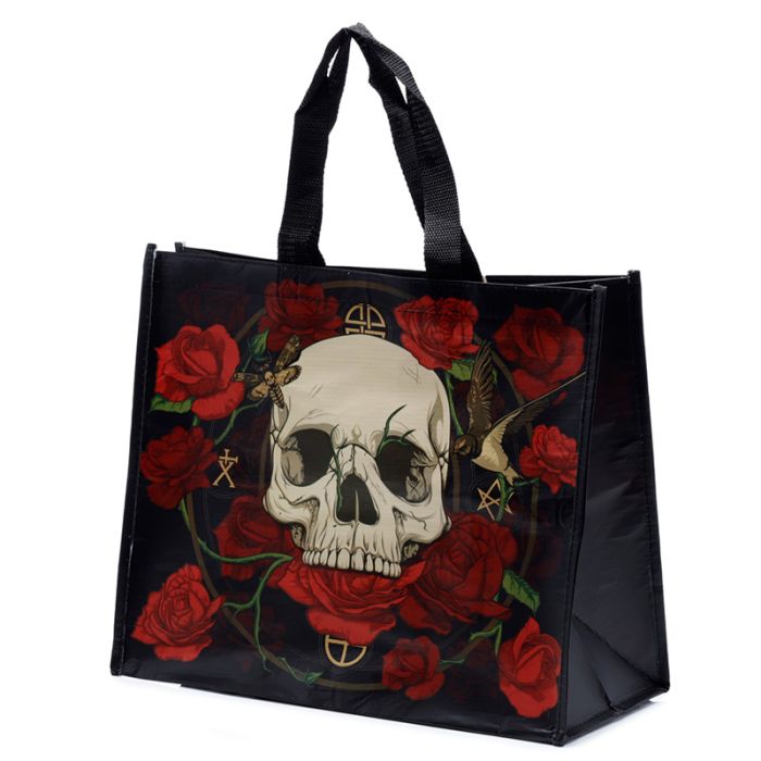 Sac de Courses en Plastique Recyclé RPET Skulls & Roses - Crâne