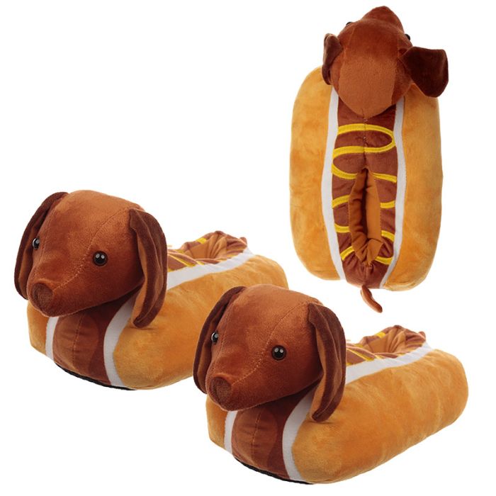 Pantoufles Fast Food - Hot Dog Teckel Chien Saucisse