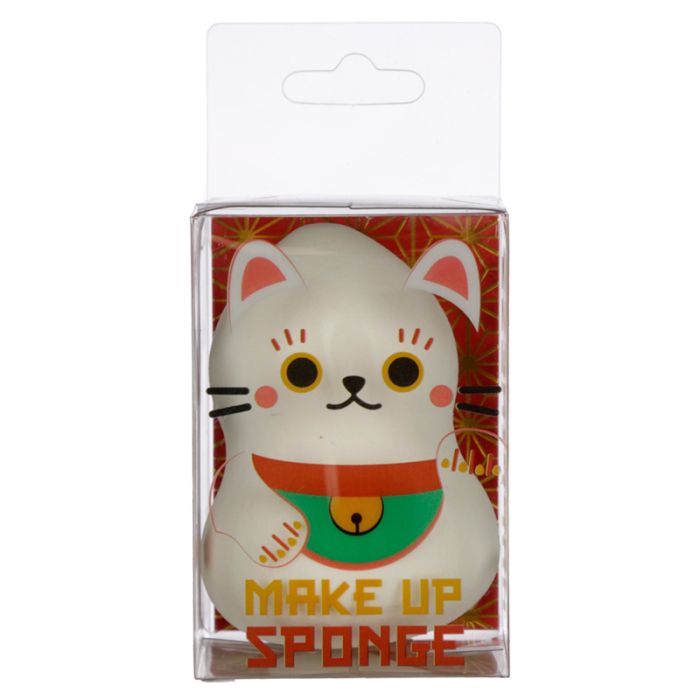 Eponge à Maquillage Maneki Neko - Chat Porte-bonheur Blanc