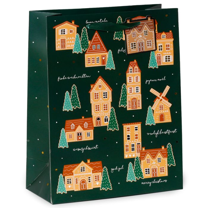 Sac Cadeau Noël à Gingerbread Lane - Maison en Pain d'Epice (Grand)