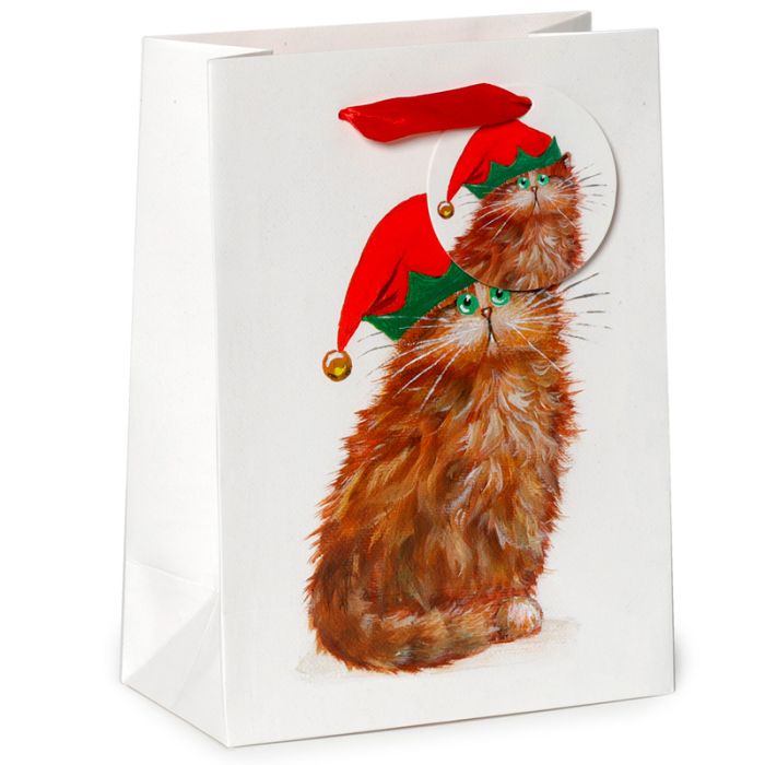 Sac Cadeau Noël de Kim Haskins - Chats Elfes de Noël (Moyen)