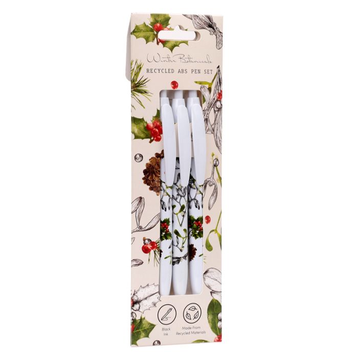 Lot de 3 Stylos en ABS recyclé Winter Botanicals Noël