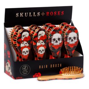Brosse à Cheveux 100% Bambou Skulls and Roses - Crâne et Roses Brosse à Cheveux 100% Bambou Skulls and Roses - Crâne et Roses