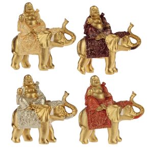 Elément de Décoration - Bouddha Porte Chance sur Eléphant Pailleté Elément de Décoration - Bouddha Porte Chance sur Eléphant Pailleté