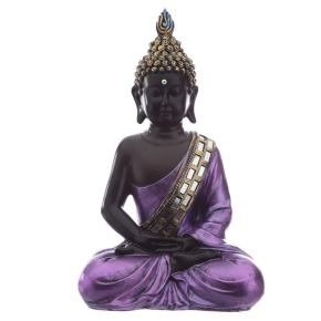 Figurine Bouddha Thailandais Noir & Violet - Contemplation Figurine Bouddha Thailandais Noir & Violet - Contemplation