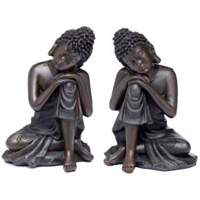 Figurine Effet Bois Brossé Peace of the East - Petit Bouddha Figurine Effet Bois Brossé Peace of the East - Petit Bouddha