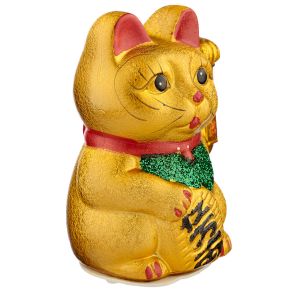 Maneki Neko Chat porte bonheur, yeux ouvert 17cm Maneki Neko Chat porte bonheur, yeux ouvert 17cm