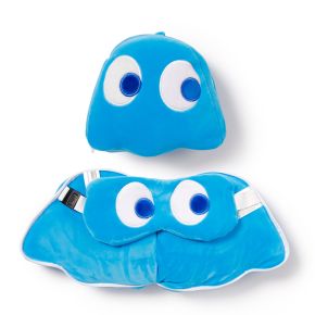 Coussin de Voyage Relaxeazzz Peluché 2-en-1 avec Masque Yeux Pac Man - Fantôme Bleu Coussin de Voyage Relaxeazzz Peluché 2-en-1 avec Masque Yeux Pac Man - Fantôme Bleu