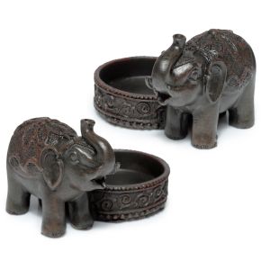 Porte-bougie Peace of the East - Elephant Effet Bois Porte-bougie Peace of the East - Elephant Effet Bois