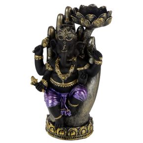 Figurine Porte-bougie Ganesh - Main & Lotus Figurine Porte-bougie Ganesh - Main & Lotus