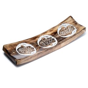 Porte-encens Attrape-cendres Bois de Manguier pour Bâtons d'Encens - Om Porte-encens Attrape-cendres Bois de Manguier pour Bâtons d'Encens - Om