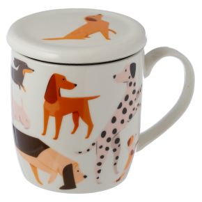Mug Porcelaine avec Infuseur et Couvercle Barks - Chiens Mug Porcelaine avec Infuseur et Couvercle Barks - Chiens