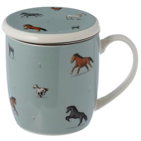 Mug Porcelaine avec Infuseur et Couvercle Down on the Farm - Cheval de la Ferme