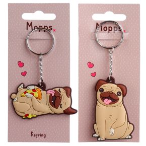 Porte-clés PVC Mopps - Chien Carlin Porte-clés PVC Mopps - Chien Carlin