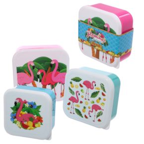 Lot de Trois Boîtes Repas Tropical Flamingo - Boîtes à Goûter Flamant Rose Lot de Trois Boîtes Repas Tropical Flamingo - Boîtes à Goûter Flamant Rose