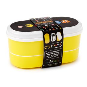 Boite Repas Bento Compartimentée avec Fourchette & Cuillère Pac Man Boite Repas Bento Compartimentée avec Fourchette & Cuillère Pac Man