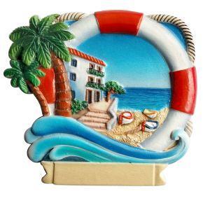 Aimant Souvenir Impression 3D Bord de Mer - Vagues et Palmier Aimant Souvenir Impression 3D Bord de Mer - Vagues et Palmier